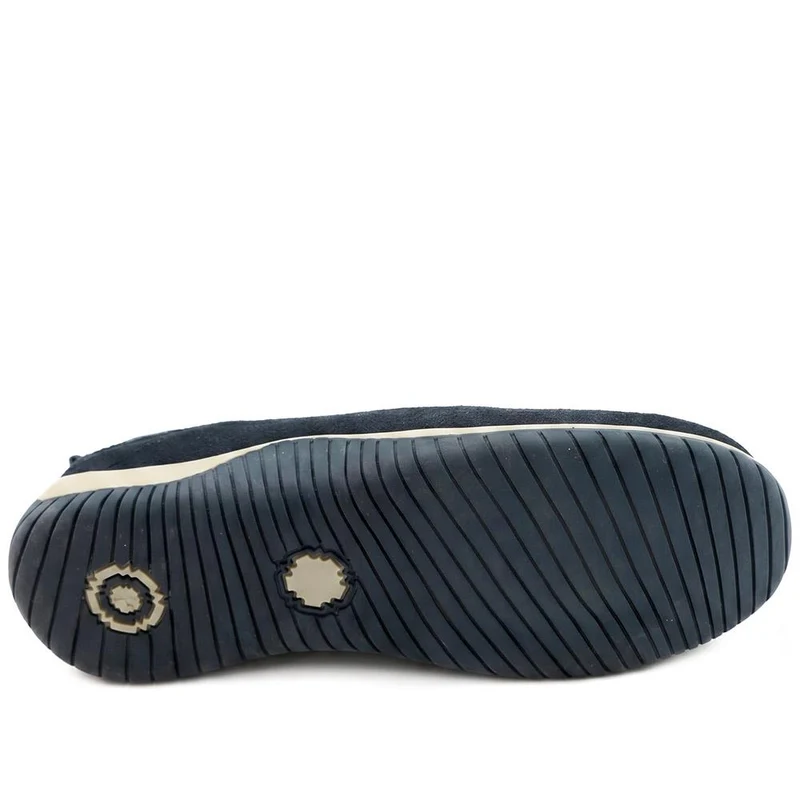 Wide Fit Leather Slip-On Shoes With Zip Fastening - BRK42019 / 328 406 - Navy