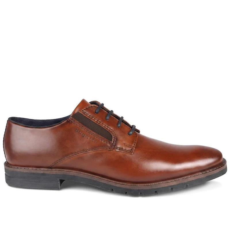 Bugatti Wide Fit Smart Lace Up Shoes - BUG44507 / 329 638 - Cognac