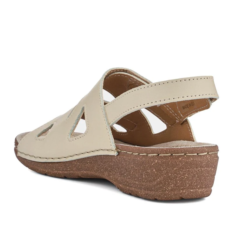 Adjustable Leather Slingback Sandals - PATRI41004 / 327 613 - Beige