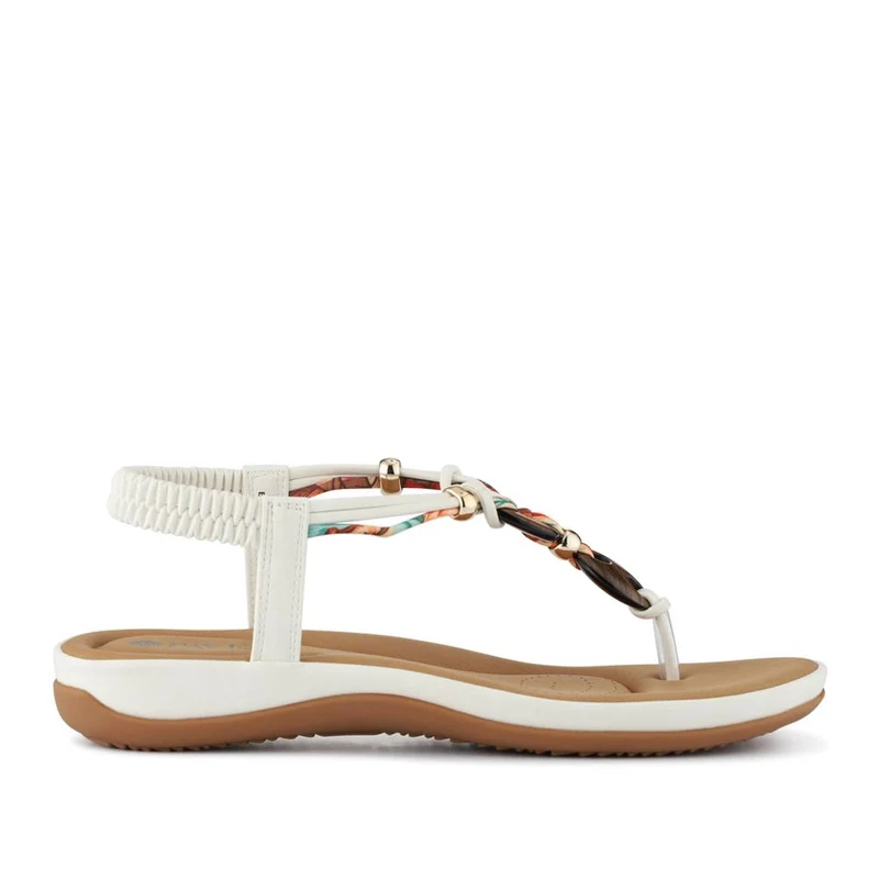 Elasticated Toe Post Sandals - BAIZH41046 / 327 216 - White