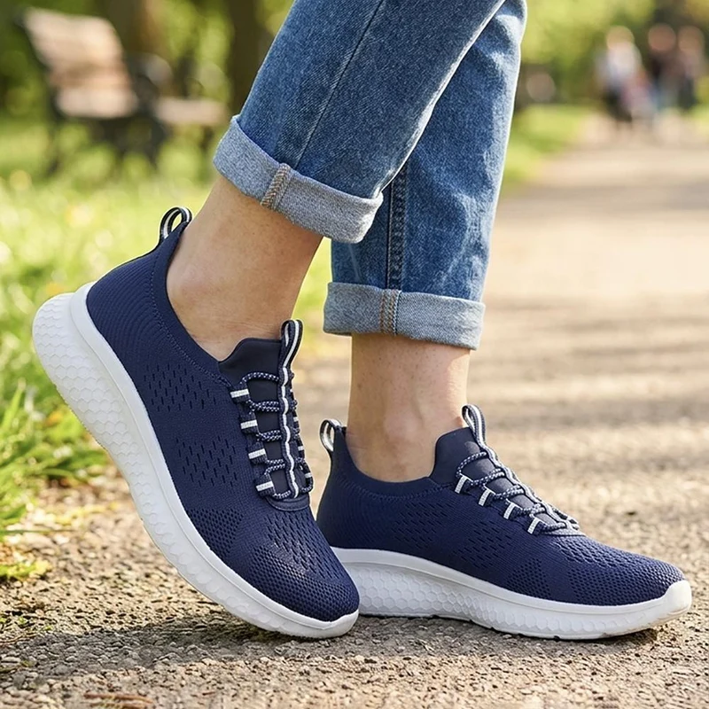 Wide Fit Easy Step In Bungee Lace Trainers - BRK42002 / 328 108 - Navy