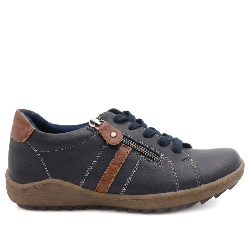 Casual Zip & Lace Fasten Shoes - WBINS44017 / 329 625 - Navy
