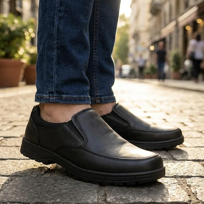 Wide Fit Smart Casual Moccasins - XINGH44006 / 330 040 - Black