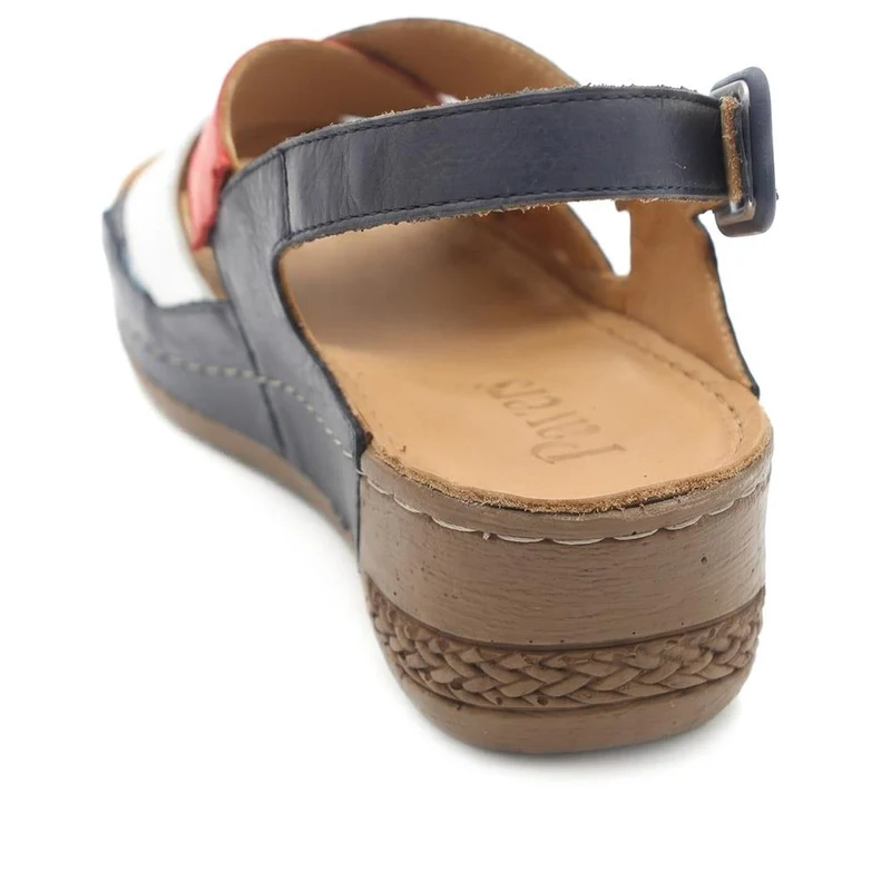 Strappy Buckled Leather Sandals - AS43004 / 329 759 - Navy Multi