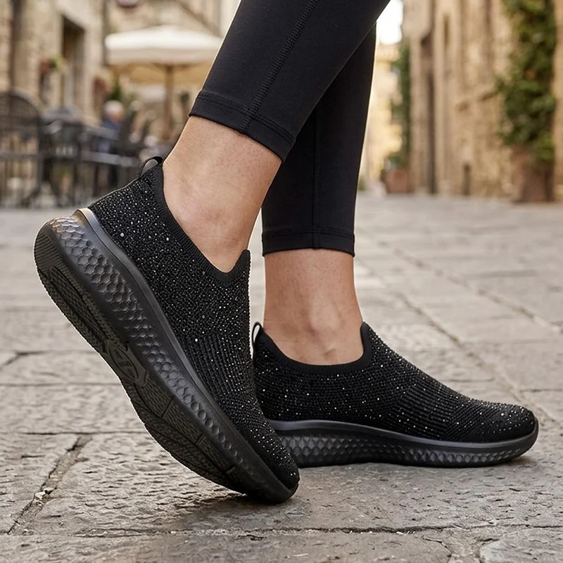Wide Fit Memory Foam Easy Step In Trainers - BRK43042 / 329 071 - Black