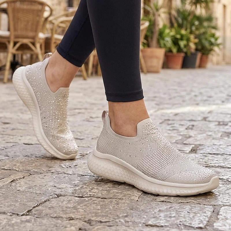 Wide Fit Memory Foam Easy Step In Trainers - BRK43042 / 329 071 - Natural