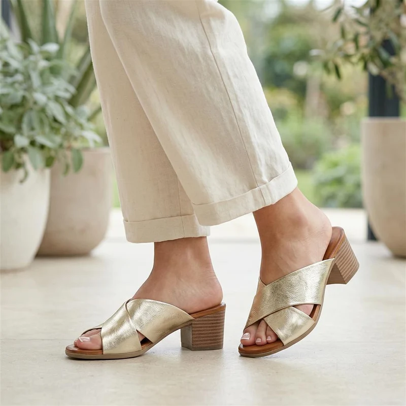 Smart Leather Mules - BELMET41004 / 327 230 - Gold