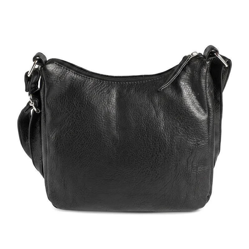 Multi Zip Adjustable Strap Crossbody Bag - JEWN44002 / 330 170 - Black