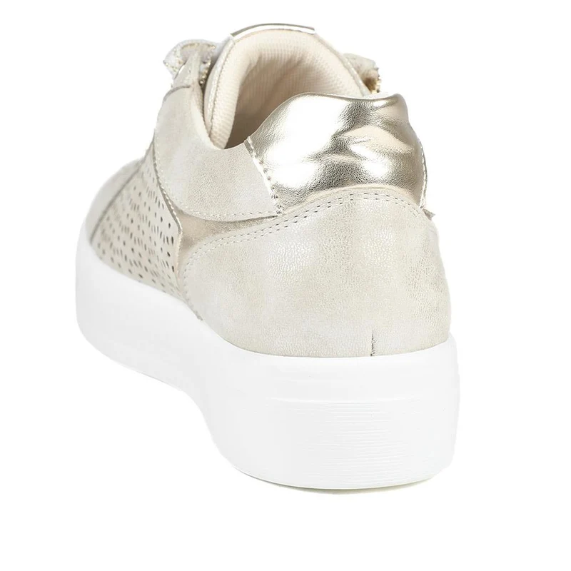 Casual Platform Trainers with Side Zip - WBINS43035 / 328 942 - Soft Gold