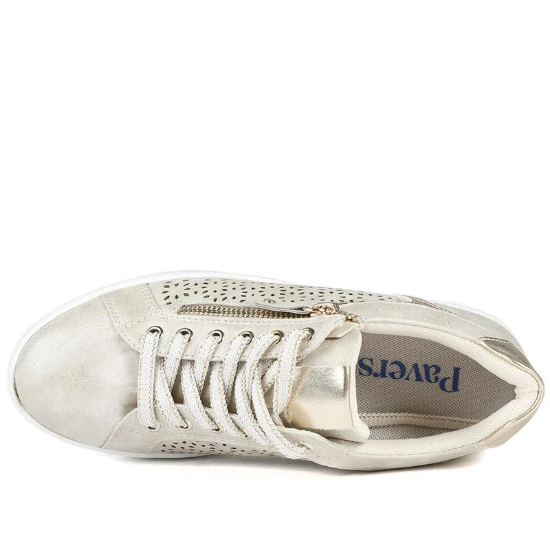 Casual Platform Trainers with Side Zip - WBINS43035 / 328 942 - Soft Gold