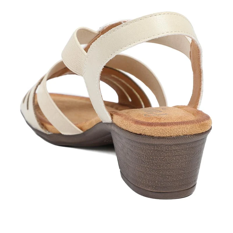 Wide Fit Jewelled Cuban Heel Sandals - WOIL43024 / 329 143 - Beige