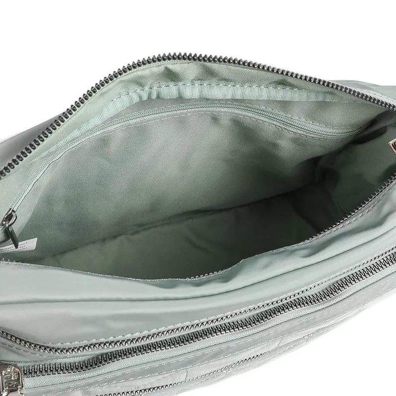 Quilted Multi Zip Crossbody Bag - WAHT43007 / 329 324 - Sage