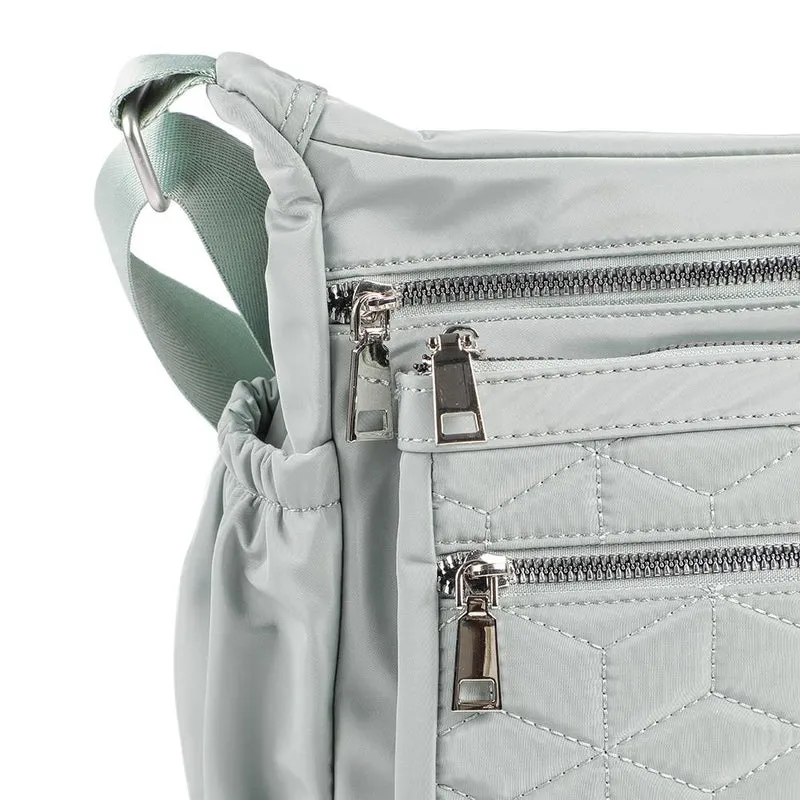 Quilted Multi Zip Crossbody Bag - WAHT43007 / 329 324 - Sage