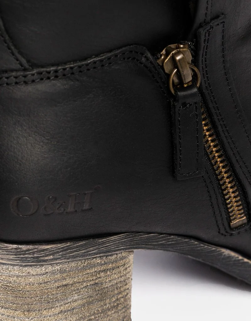 Oak & Hyde East Side Cesar Leder-Knöchelbuch für Damen – Schwarz