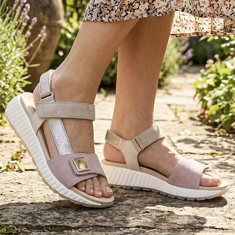 Gabor Leather Touch Fasten Platform Sandals - GABC43521 / 330 460 - Multi
