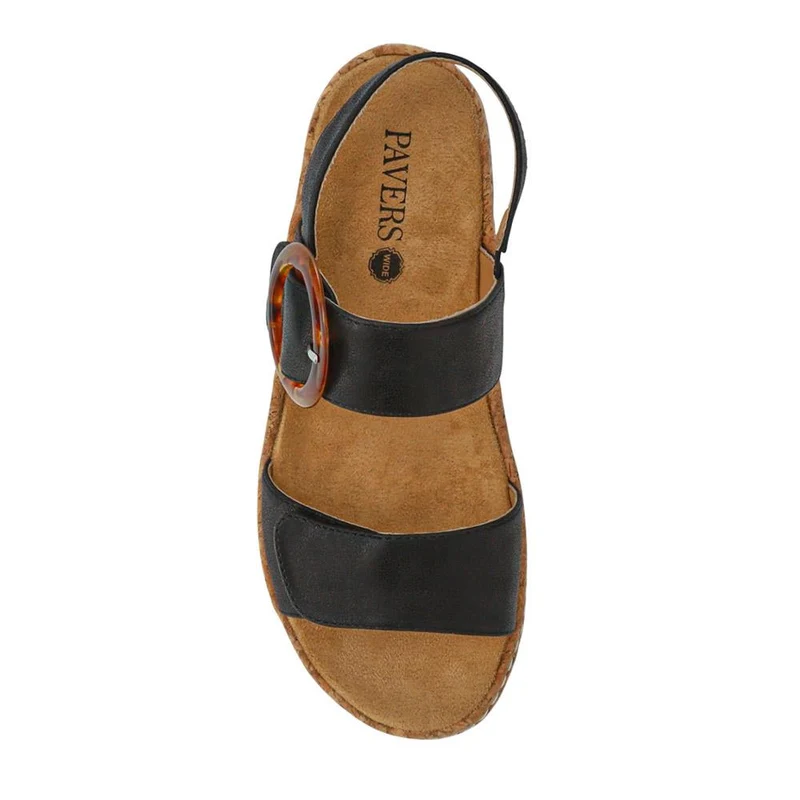 Adjustable Buckle Detail Comfort Sandals - WBINS39084 / 325 249 - Black