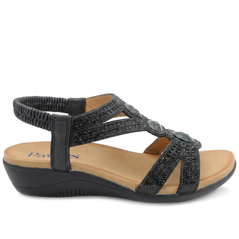Elasticated Wedge Sandals with Cushioned Insole - BAIZH43008 / 329 250 - Black