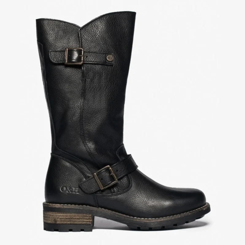 Oak & Hyde Damen Crest Bombain Lederstiefel - Schwarz