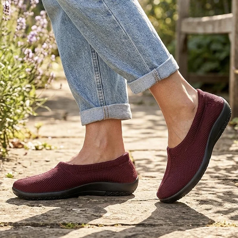 Flexible Fabric Upper Slip On Shoes - PLU44002 / 330 363 - Burgundy