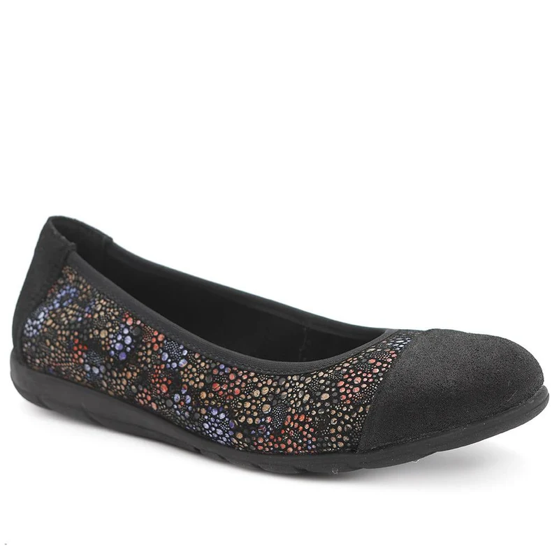 Leather Slip On Ballet Flats - BRK44005 / 329 758 - Black Floral