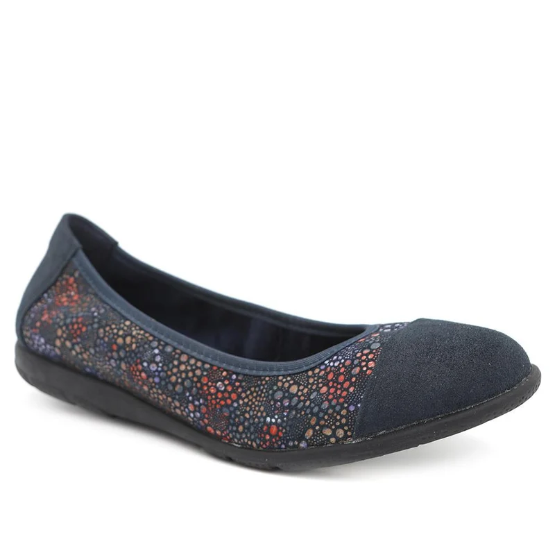 Leather Slip On Ballet Flats - BRK44005 / 329 758 - Navy Floral