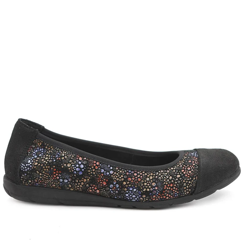 Leather Slip On Ballet Flats - BRK44005 / 329 758 - Black Floral