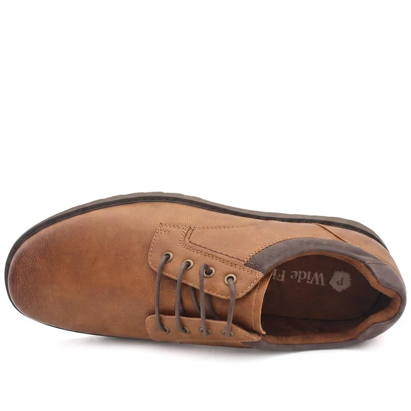 Wide Fit Smart Lace Up Shoes - XINGH44007 / 330 041 - Tan