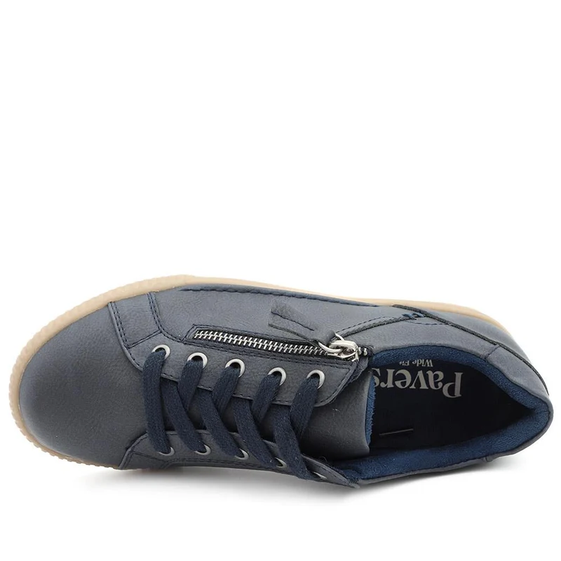 Wide Fit Zip & Lace Trainers - WBINS41019 / 326 929 - Navy