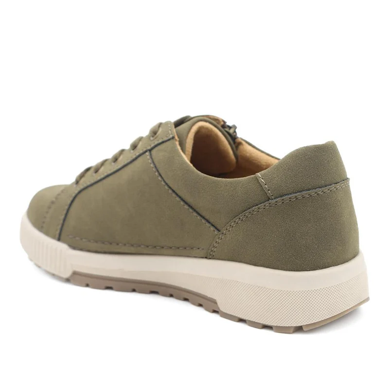 Wide Fit Zip & Lace Trainers - WBINS41019 / 326 929 - Olive