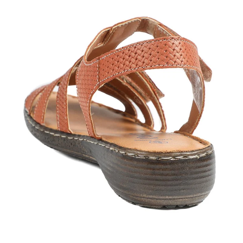 Premium Leather Touch Fastening Sandals - LUCK43006 / 329 419 - Tan