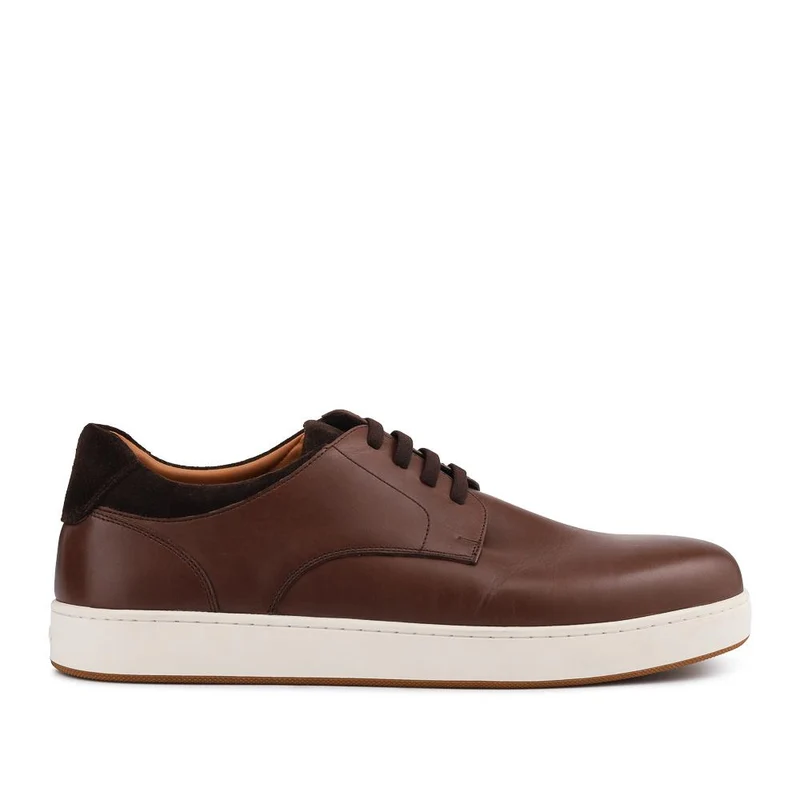 Stevenage Wide Fit Leather Trainers - STEVENAGE / 328 097 - Brown Nubuck