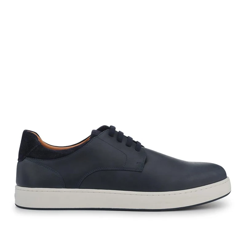 Stevenage Wide Fit Leather Trainers - STEVENAGE / 328 097 - Navy Nubuck