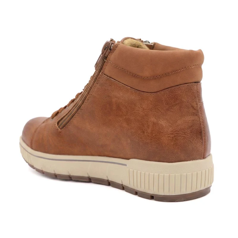Lace Up Boots With Side Zip - SIN42000 / 328 220 - Tan