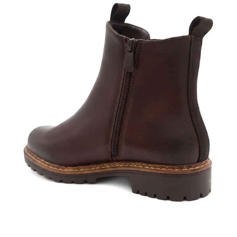 Wide Fit Slip On Boots With Side Zip - WK42004 / 328 123 - Brown