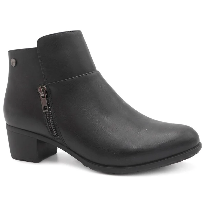 Wide Fit Zip Fasten Block Heel Ankle Boots - WK44000 / 329 623