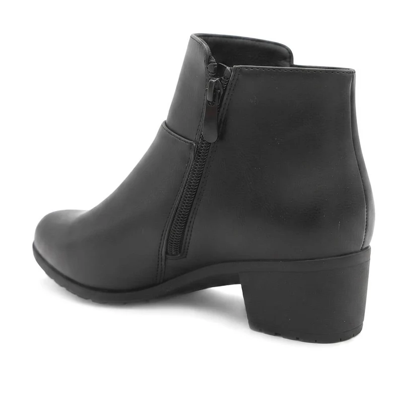 Wide Fit Zip Fasten Block Heel Ankle Boots - WK44000 / 329 623 - Black