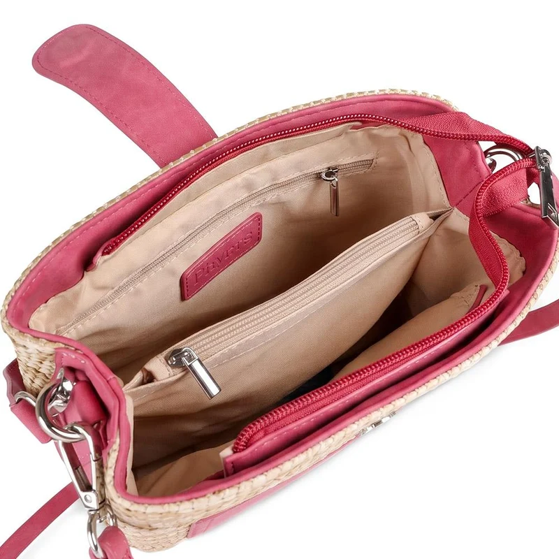 Woven Shoulder Bag with Faux Leather Trim - RIM43000 / 329 297 - Pink