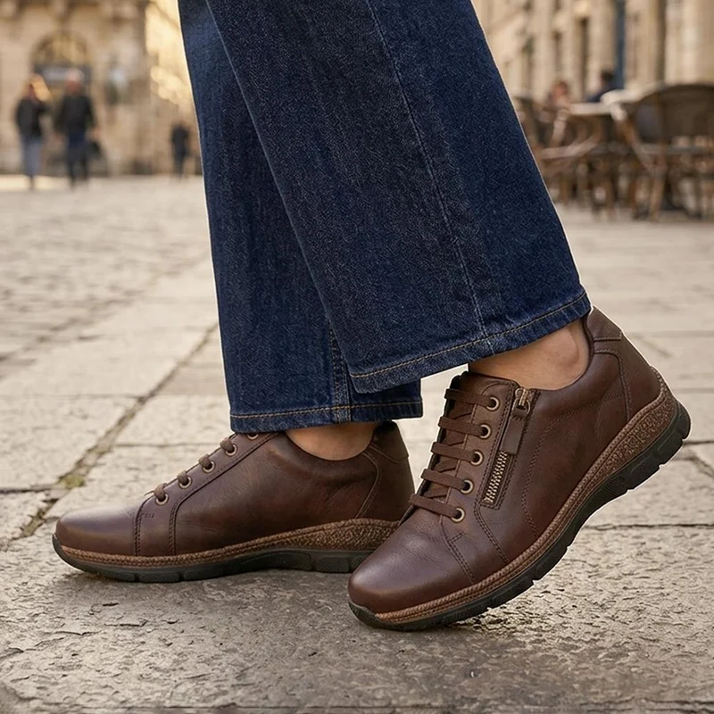 Wide Fit Casual Bungee Lace Shoes - WOIL41042 / 326 927 - Chocolate