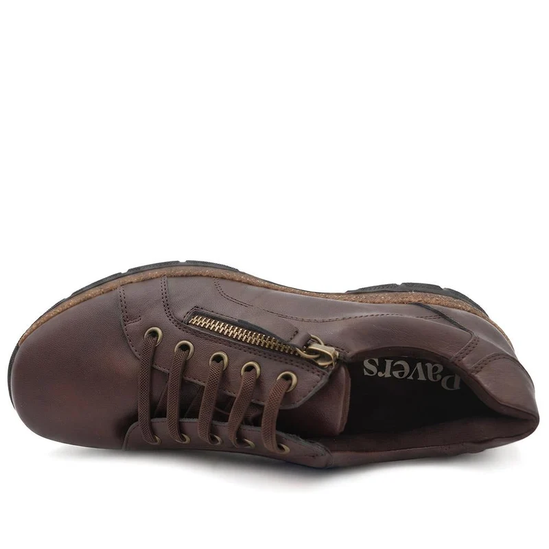 Wide Fit Casual Bungee Lace Shoes - WOIL41042 / 326 927 - Chocolate