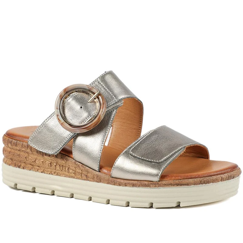 Adjustable Leather Wedge Sandals - BELMET43006 / 329 222