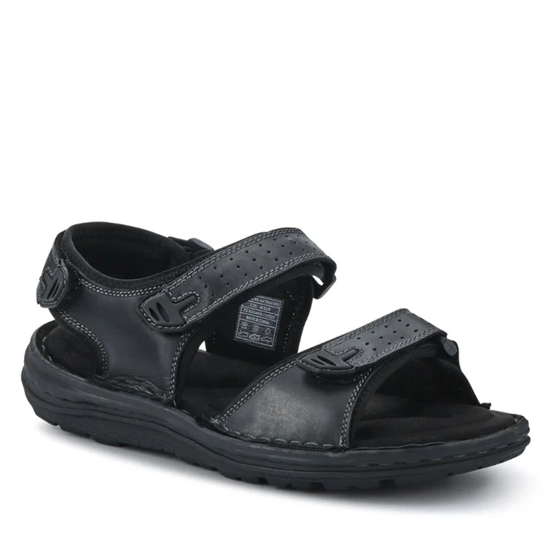 Men's Leather Adjustable Sandals - AATRA41002 / 326 946 - Black