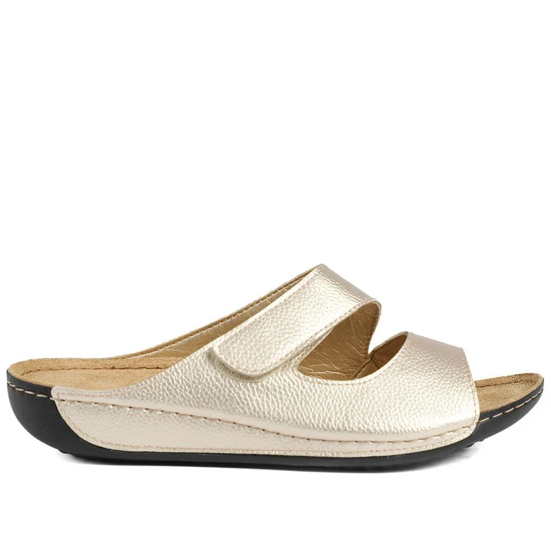 Adjustable Touch-Fasten Mules - SERAY41002 / 327 546 - Soft Gold