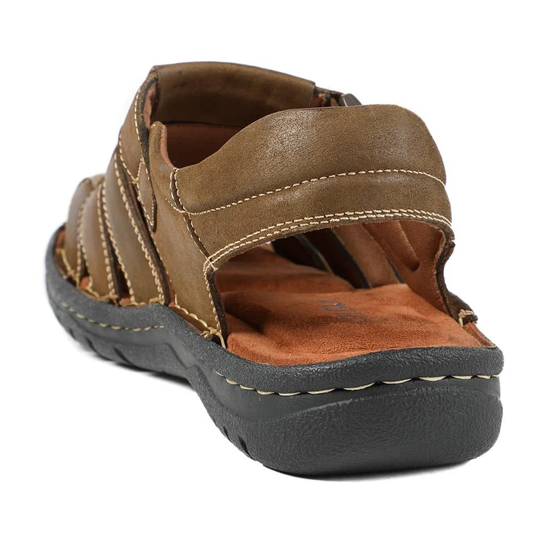 Premium Leather Touch Fastening Sandals - AATRA43010 / 328 938 - Brown