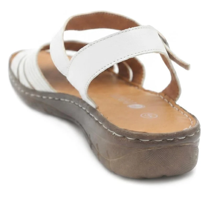 Leather Buckle Fasten Casual Sandals - LUCK43005 / 329 417 - White