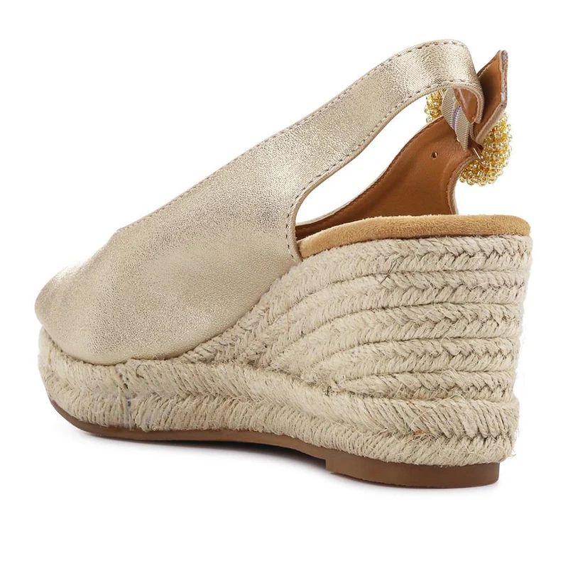Buckle Fastening Wedge Espadrilles - WBINS41057 / 327 257 - Gold