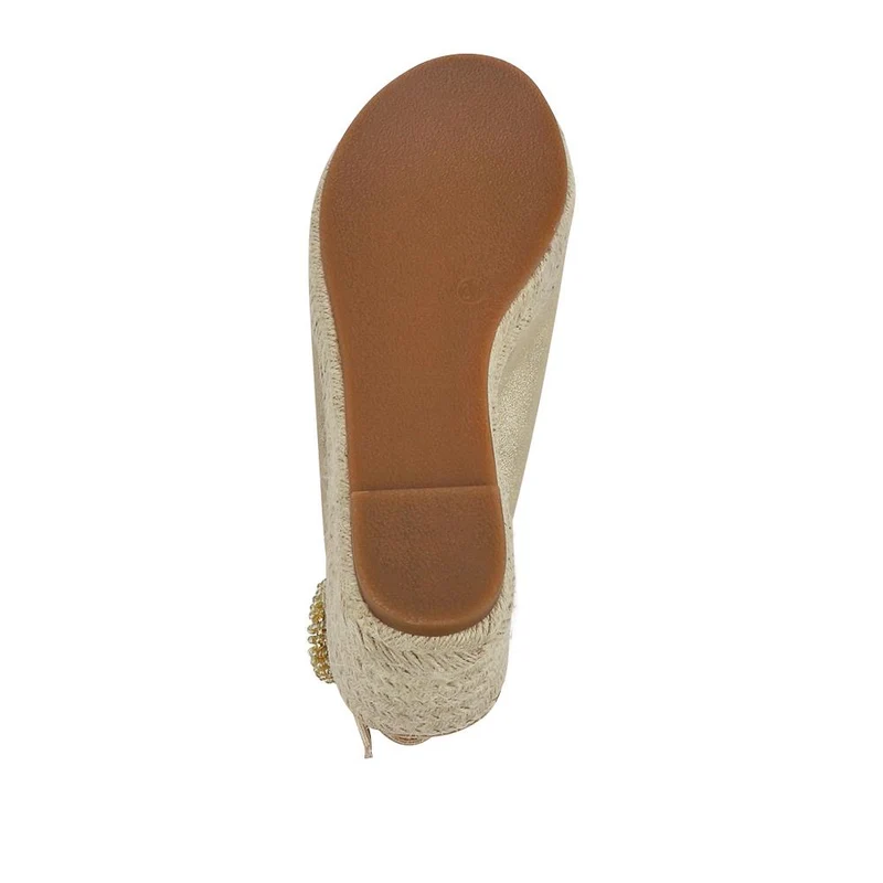 Buckle Fastening Wedge Espadrilles - WBINS41057 / 327 257 - Gold