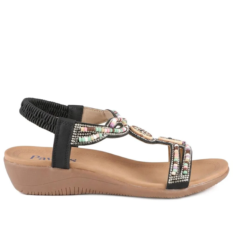 Beaded Comfort Fitting Sandals - BAIZH41008 / 327 082 - Black