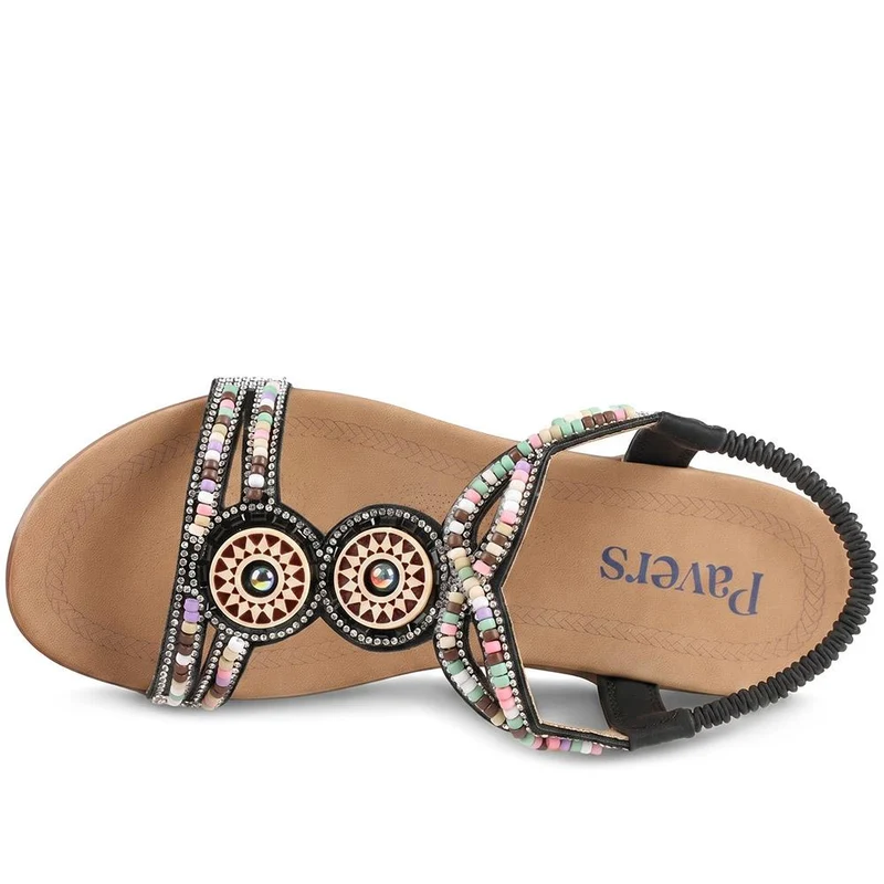 Beaded Comfort Fitting Sandals - BAIZH41008 / 327 082 - Black