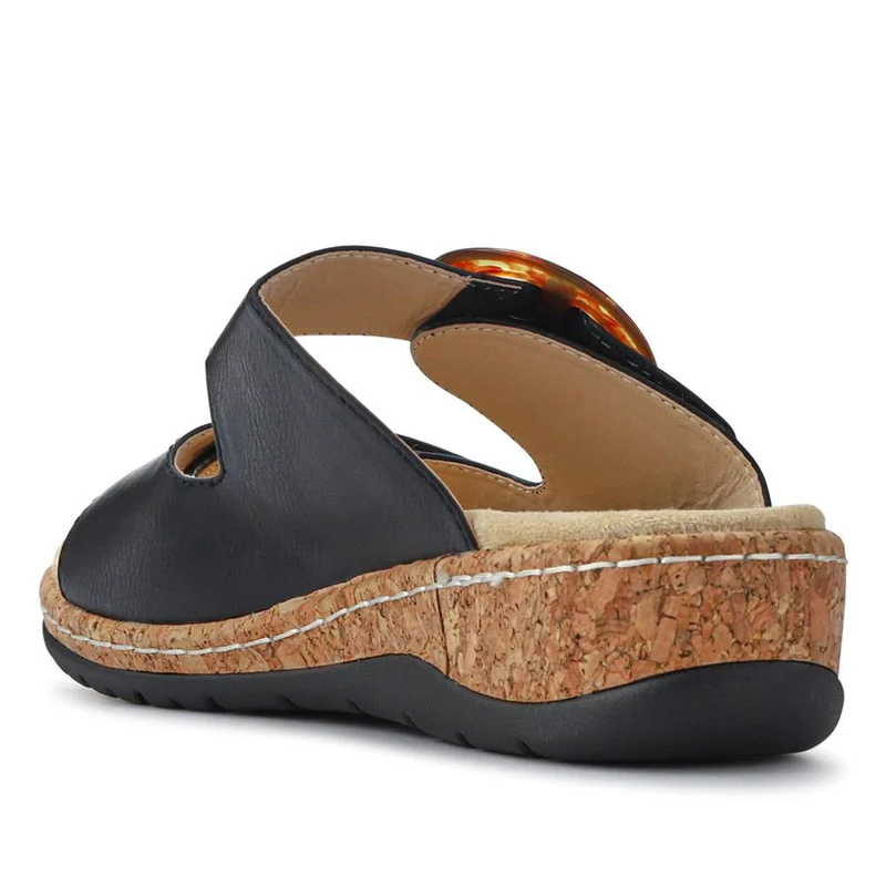 Wide Fit Dual-Fasten Mules - WBINS41103 / 327 398 - Black