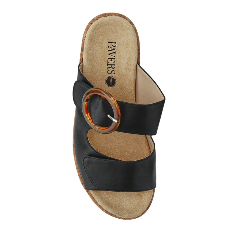 Wide Fit Dual-Fasten Mules - WBINS41103 / 327 398 - Black